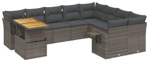 VidaXL Polyrattan Kerti Ülőgarnitúra - 10 részes - Szürke