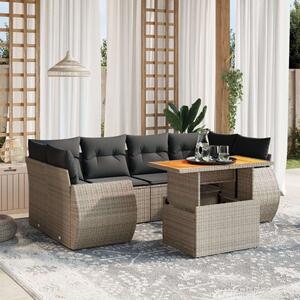 VidaXL Polyrattan Kerti Ülőgarnitúra - 7 részes - Szürke