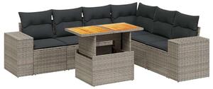 VidaXL Polyrattan Kerti Ülőgarnitúra - 7 részes - Szürke
