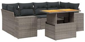 VidaXL Polyrattan Kerti Ülőgarnitúra - 7 részes - Szürke