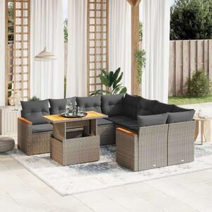 Polyrattan Kerti Ülőgarnitúra - 9 részes - Szürke