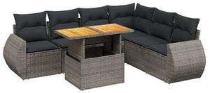Polyrattan Kerti Ülőgarnitúra - 7 részes - Szürke