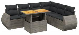 Polyrattan Kerti Ülőgarnitúra - 7 részes - Szürke
