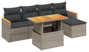 VidaXL Polyrattan Kerti Ülőgarnitúra - 6 részes - Szürke