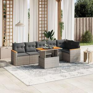 VidaXL Polyrattan Kerti Ülőgarnitúra - 7 részes - Szürke