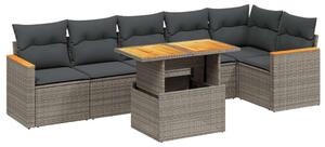 VidaXL Polyrattan Kerti Ülőgarnitúra - 7 részes - Szürke