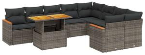 Polyrattan Kerti Ülőgarnitúra - 10 részes - Szürke