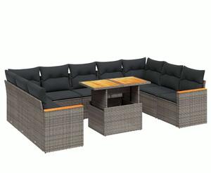 VidaXL Polyrattan Kerti Ülőgarnitúra - 10 részes - Szürke