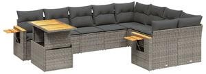 VidaXL Polyrattan Kerti Ülőgarnitúra - 10 részes - Szürke