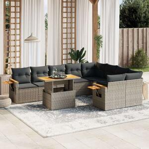 VidaXL Polyrattan Kerti Ülőgarnitúra - 10 részes - Szürke