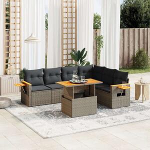 VidaXL Polyrattan Kerti Ülőgarnitúra - 7 részes - Szürke