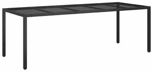 VidaXL Kerti Étkezőasztal Tiszta fekete. 250 x 100 x 75 cm Poli rattan