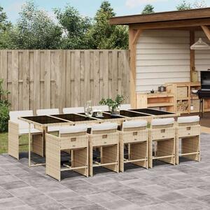 VidaXL Polyrattan Kerti Étkezőgarnitúra - 11 részes - Bézs