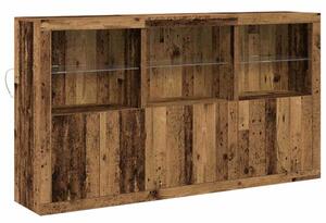 VidaXL LED világítással rendelkező oldalszekrény Régi fa 181.5x37x100 cm Mérnöki fa