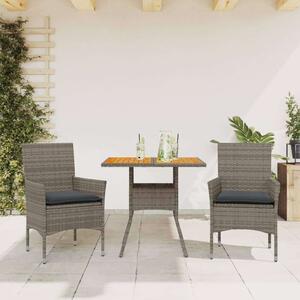 VidaXL Kerti Étkezőgarnitúra - 3 részes - Szürke Polyrattan