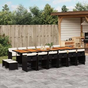 VidaXL - 17 Részes Kerti Étkezőgarnitúra - Polyrattan - Fekete