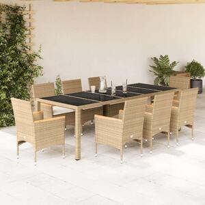 VidaXL Polyrattan Kerti Étkezőgarnitúra - 9 részes - Bézs