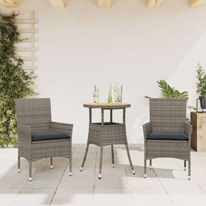 VidaXL Kertbútor Szett - 3 részes Polyrattan Étkezőgarnitúra - Szürke