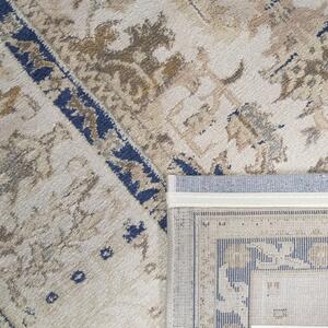 Gyönyörű vintage szőnyeg bézs színben, kék mintával Szélesség: 200 cm | Hossz: 290 cm