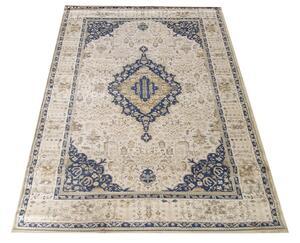 Gyönyörű vintage szőnyeg bézs színben, kék mintával Szélesség: 200 cm | Hossz: 290 cm