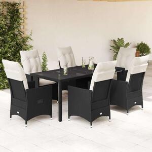 VidaXL - 7 Részes Kerti Étkezőgarnitúra - Polyrattan - Fekete