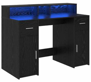VidaXL Asztal LED -es lámpákkal Musta tammi 120 x 55 x 91 cm Faanyag