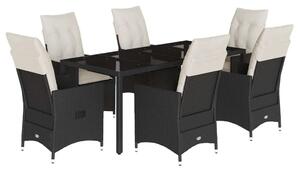 VidaXL - 7 Részes Kerti Étkezőgarnitúra - Polyrattan - Fekete