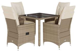 Polyrattan Kerti Étkezőgarnitúra - 5 részes - Bézs