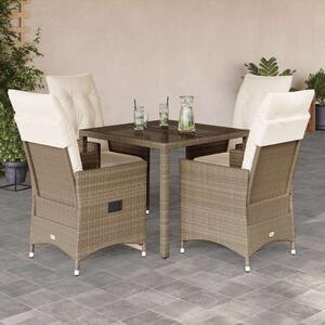 Polyrattan Kerti Étkezőgarnitúra - 5 részes - Bézs