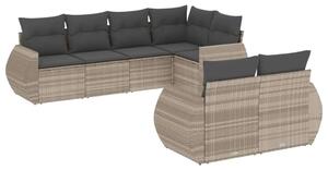 VidaXL Polyrattan Kerti Ülőgarnitúra - 7 részes - Világosszürke