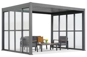 Lagos 3x4 szabadon álló terasz pergola ajtókkal két oldalon 4m és egy oldalon 3m Garden Point antracit