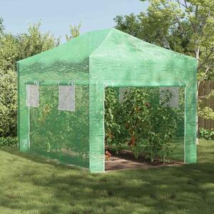 VidaXL Üvegház pop-up kerettel tetővel Zöld 280 x 410 x 315 cm Vas