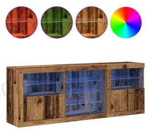 VidaXL LED tálaló LED -es lámpákkal Öreg fa 181,5 x 37 x 67 cm Faanyag