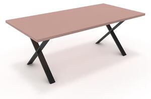 Étkezőasztal - Préma fekete lábbal - Antik rózsaszín 200x100