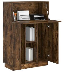 VidaXL Asztal polcokkal Füstölt tölgy 71.5 x 31.5 x 106.5 cm Faanyag