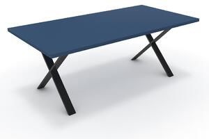 Étkezőasztal - Préma fekete lábbal - Tiroli kék 200x100