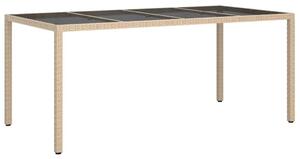 VidaXL Kerti Étkezőasztal Bézs 190 x 90 x 75 cm Poli rattan