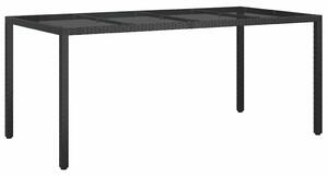 VidaXL Kerti Étkezőasztal Fekete 190 x 90 x 75 cm Poli rattan