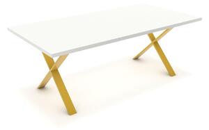 Étkezőasztal - Préma festett arany lábbal - Alpesi fehér 200x100