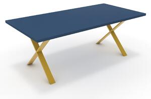 Étkezőasztal - Préma festett arany lábbal - Tiroli kék 200x100