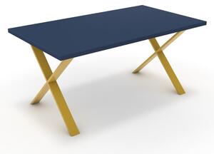 Étkezőasztal - Préma festett arany lábbal - Tiroli kék 160x90