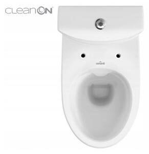 Cersanit Parva CleanOn, kombi WC öblítéssel 3 / 5l, vízszintes lefolyó, vízellátás oldalról és antibakteriális ülőke hőre keményedő, fehér, K27-063