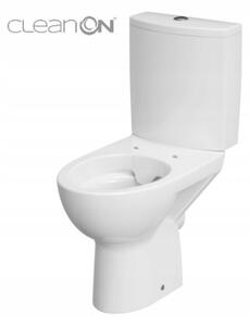 Cersanit Parva CleanOn, kombi WC öblítéssel 3 / 5l, vízszintes lefolyó, vízellátás oldalról és antibakteriális ülőke hőre keményedő, fehér, K27-063