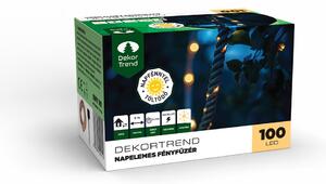 Dekortrend Napelemes LED kötél fényfüzér, 100 led, meleg fehér, 8m