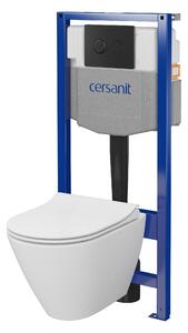 Cersanit City, System50 PNEU süllyesztett keret + függő WC csésze City Oval CleanOn + fekete gomb Circle, S701-763