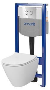 Cersanit City, System50 PNEU süllyesztett keret + függő WC csésze City Oval CleanOn + króm gomb Circle, S701-761