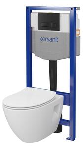 Cersanit Moduo, System50 MECH süllyesztett keret + függő WC csésze Moduo Plus CleanOn + fekete gomb MOVI II, S701-766