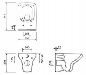 Cersanit Como Clean On, függő WC csésze ülőke nélkül, fehér, K32-020