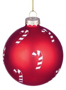 HANG ON üveggömb karácsonyfadísz, Candy Cane piros 8cm