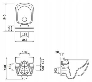 CERSANIT Cersanit, függő WC Caspia CleanOn ülőke nélkül, fehér, K11-0233